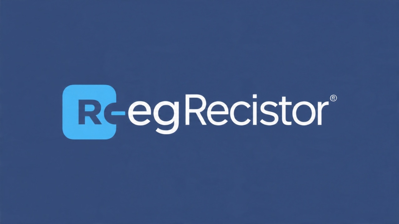 Simple blue wordmark logo reading RegioRegister with clean sans-serif letters and a small abstract square mark to the left